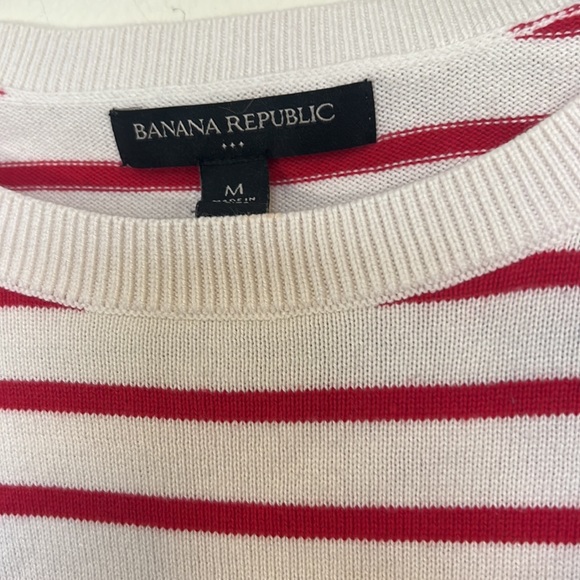 Paris Please Banana Republic cream & red striped cotton sweater, medium - Picture 2 of 5